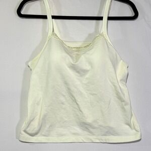 Bali Lace Trim Built-In Full Support Bra Cami Tank Top Women's‎ Size 38C Cream